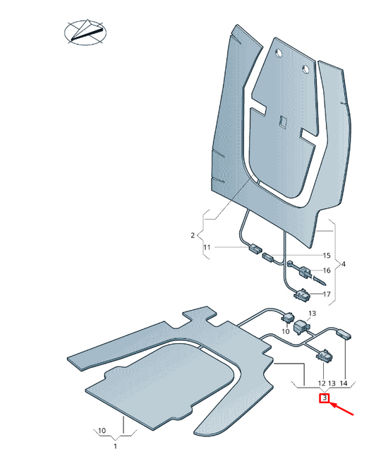new vw touareg 7p front right seat bolster heater element 7p6963551s original