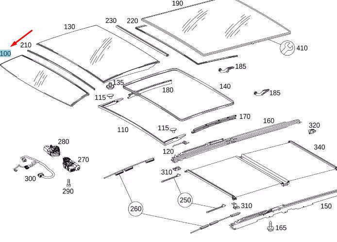 NEW MERCEDES-BENZ ML W166 FRONT FIXED SLIDING ROOF PANEL A1667800221 ORIGINAL