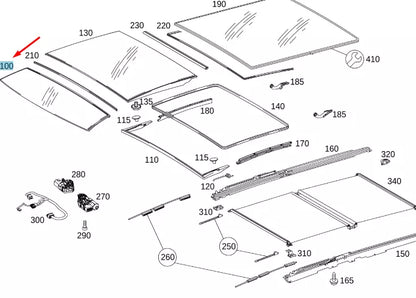 NEW MERCEDES-BENZ ML W166 FRONT FIXED SLIDING ROOF PANEL A1667800221 ORIGINAL