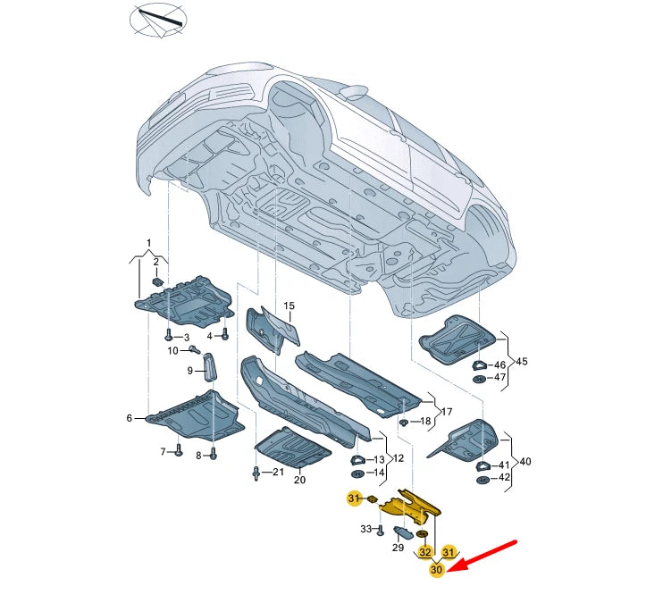 NEW VOLKSWAGEN TOURAN 5T REAR LEFT UNDERBODY TRIM 5QA825206B ORIGINAL