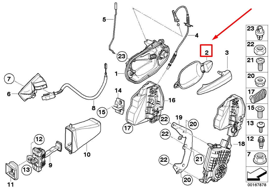 NEW BMW 5 E60 FRONT LEFT DOOR EXTERIOR HANDLE 7191913 51217191913 ORIGINAL