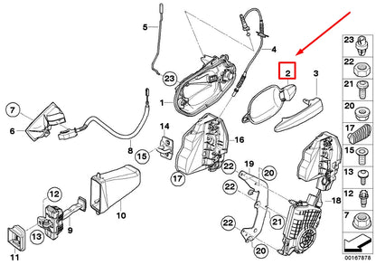 NEW BMW 5 E60 FRONT LEFT DOOR EXTERIOR HANDLE 7191913 51217191913 ORIGINAL