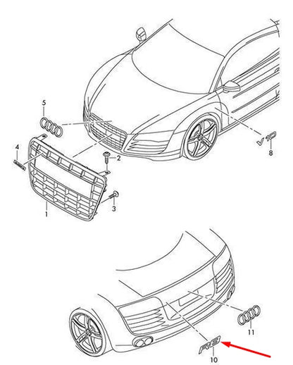 NEW AUDI R8 TRUNK LID R8 BADGE EMBLEM CHROME 420853741A2ZZ 2015 ORIGINAL