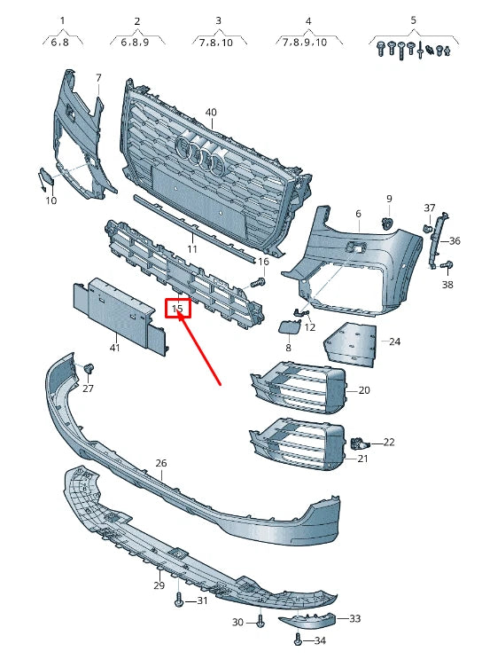 NEW AUDI Q2 GA FRONT BUMPER LOWER CENTER GRILLE 81A807647C4W3 ORIGINAL