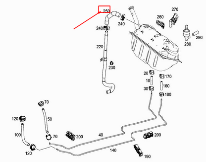 new mercedes-benz slk r172 breather line to tank vent pipe a1714761626 original
