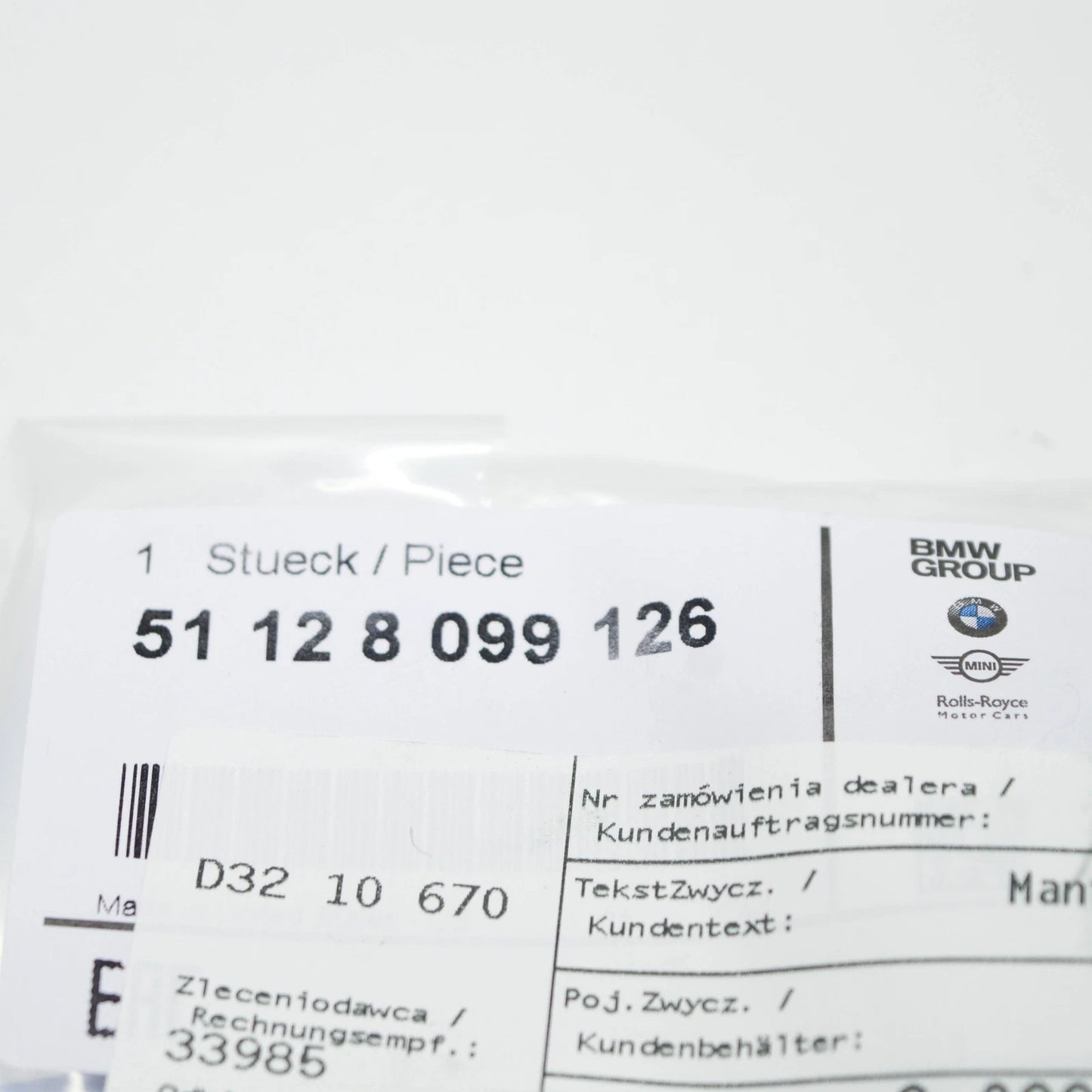 NEW BMW X5 G05 M PANEL REAR BUMPER TOW EYE COVER 51128099126 ORIGINAL