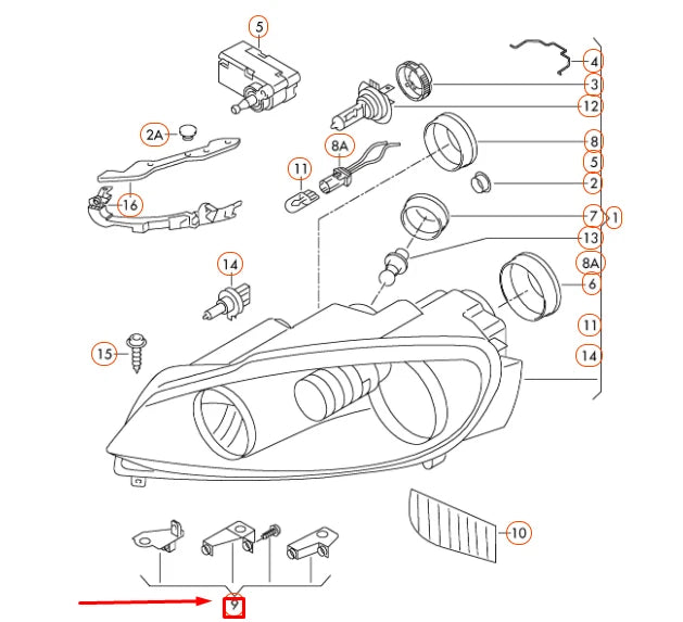 NEW VOLKSWAGEN GOLF MK6 RIGHT HEADLAMP HOUSING REPAIR KIT 5K0998226
