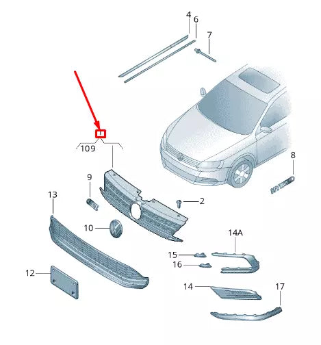 NEW VOLKSWAGEN JETTA A6 MK6 FRONT GLI RADIATOR GRILLE 5C6853651ATCEE ORIGINAL