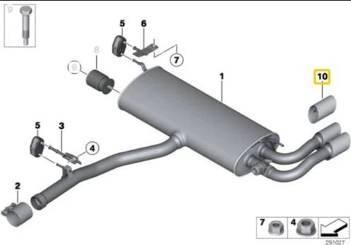 NEW BMW X3 F25 REAR EXHAUST TAILPIPE TIP COVER 18307602845 ORIGINAL