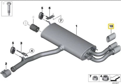 NEW BMW X3 F25 REAR EXHAUST TAILPIPE TIP COVER 18307602845 ORIGINAL