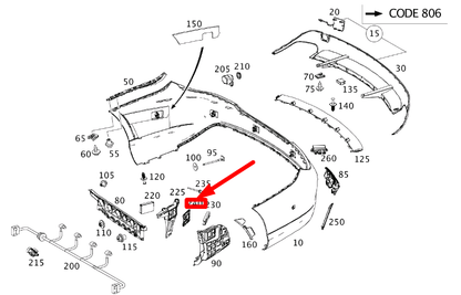 new mercedes-benz cla c117 rear bumper bracket cap a1768850026 original