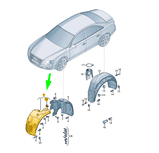 new audi a8 4h front left wheel housing liner front part 4h0821171m original