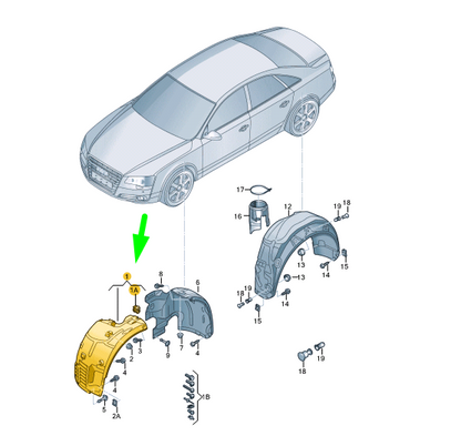 new audi a8 4h front left wheel housing liner front part 4h0821171m original