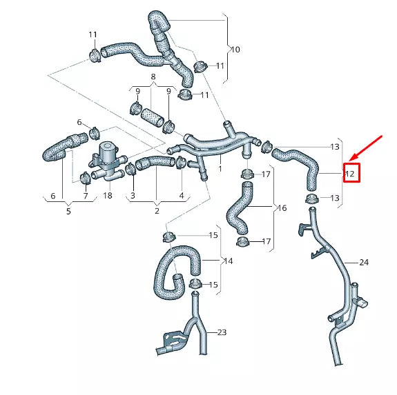 NEW VW TRANSPORTER VI T6 COOLANT HOSE 7E0121157AK