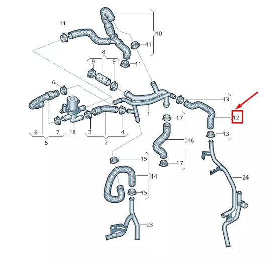 NEW VW TRANSPORTER VI T6 COOLANT HOSE 7E0121157AK