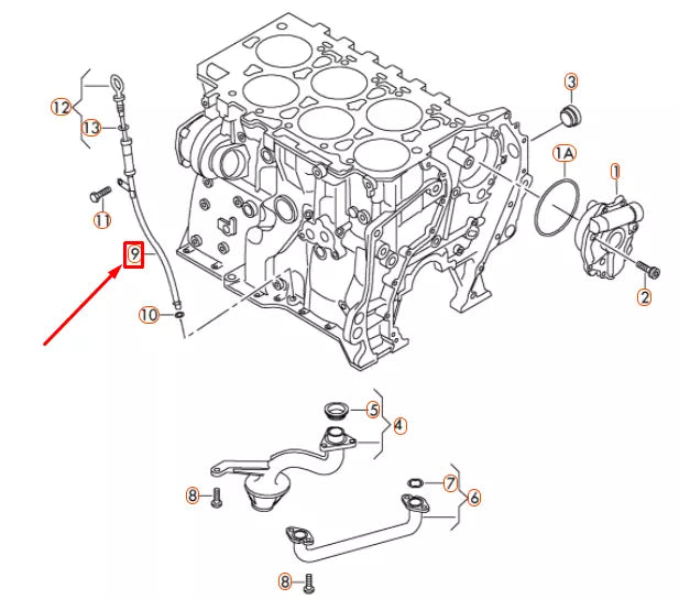 NEW VOLKSWAGEN PASSAT B6 OIL DIPSTICK TUBE 03H115629D
