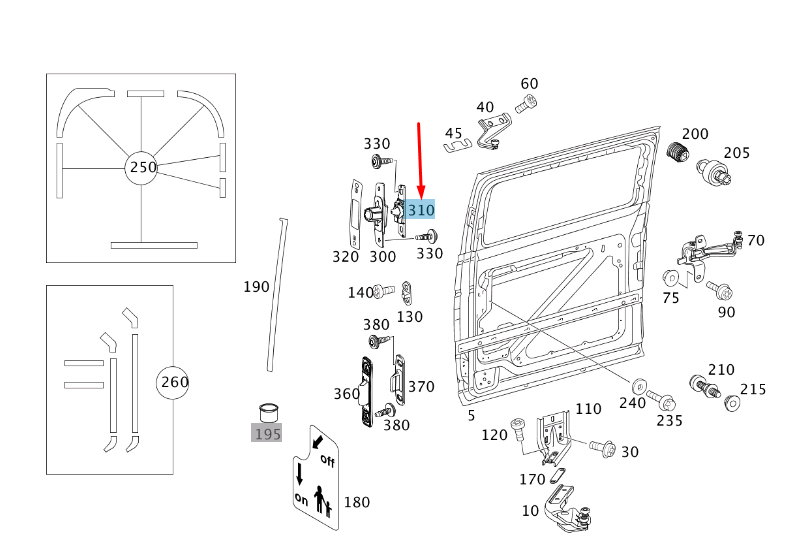 NEW MB VITO W639 LOAD COMPARTMENT DOOR TOP LEFT GUIDE WEDGE A6397580327 ORIGINAL