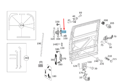 NEW MB VITO W639 LOAD COMPARTMENT DOOR TOP LEFT GUIDE WEDGE A6397580327 ORIGINAL