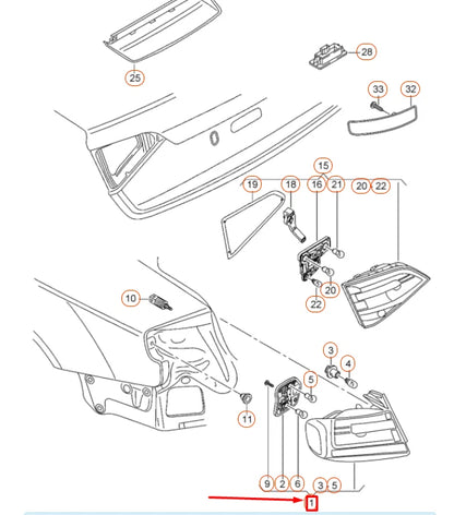 NEW AUDI A4 AVANT B8 REAR RIGHT OUTER LED TAILLIGHT 8K9945096E ORIGINAL
