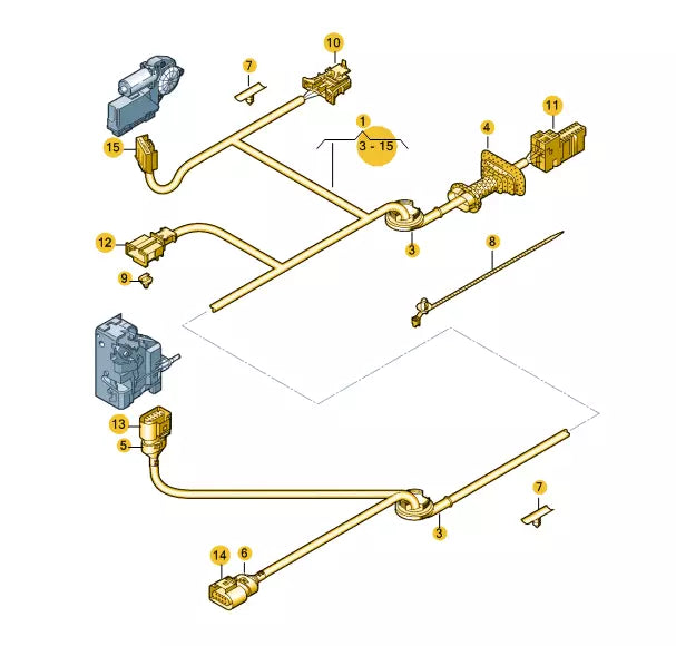 NEW AUDI A3 08-13 RS3 11-13 FRONT RIGHT DOOR WIRING SET 8P4971029M