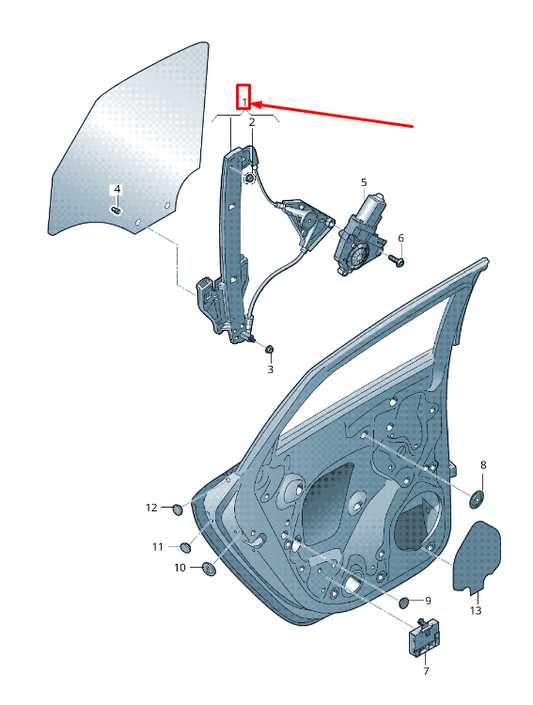 new audi a1 mk1 rear left door window regulator 8x4839461a original