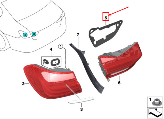 new bmw 7 g11 rear light luggage-compartment lid seal 63217441797 original