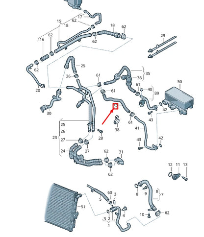 NEW VW TOUAREG 7P MK2 COOLANT HOSE 7P6121157D
