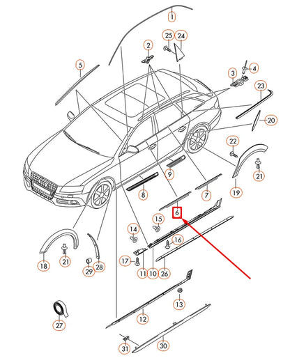 NEW AUDI A4 8K B8 FRONT RIGHT WINDOW LOWER CHROME MOLDING 8K0853284J2ZZ