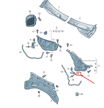 NEW VW TOUAREG 7P MK2 WATER BOX LEFT REAR COVER RETAINER 7P6806811A