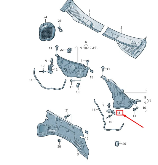 NEW VW TOUAREG 7P MK2 WATER BOX LEFT REAR COVER RETAINER 7P6806811A