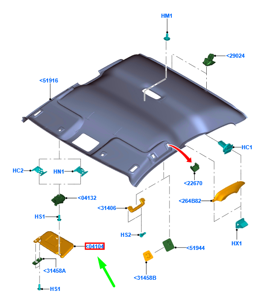 new ford ranger t6 mk1 right side sun visor 2246989 original
