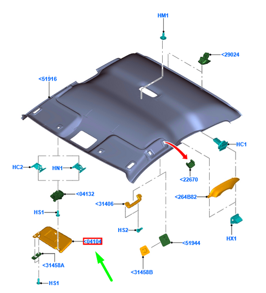 new ford ranger t6 mk1 right side sun visor 2246989 original