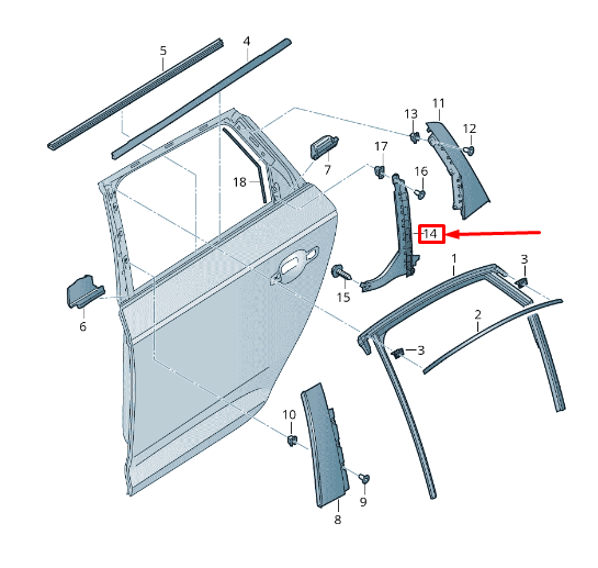new audi q5 fy rear right door window regulator guide rail 80a839068 original