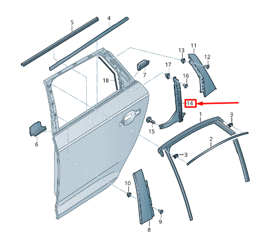 new audi q5 fy rear right door window regulator guide rail 80a839068 original