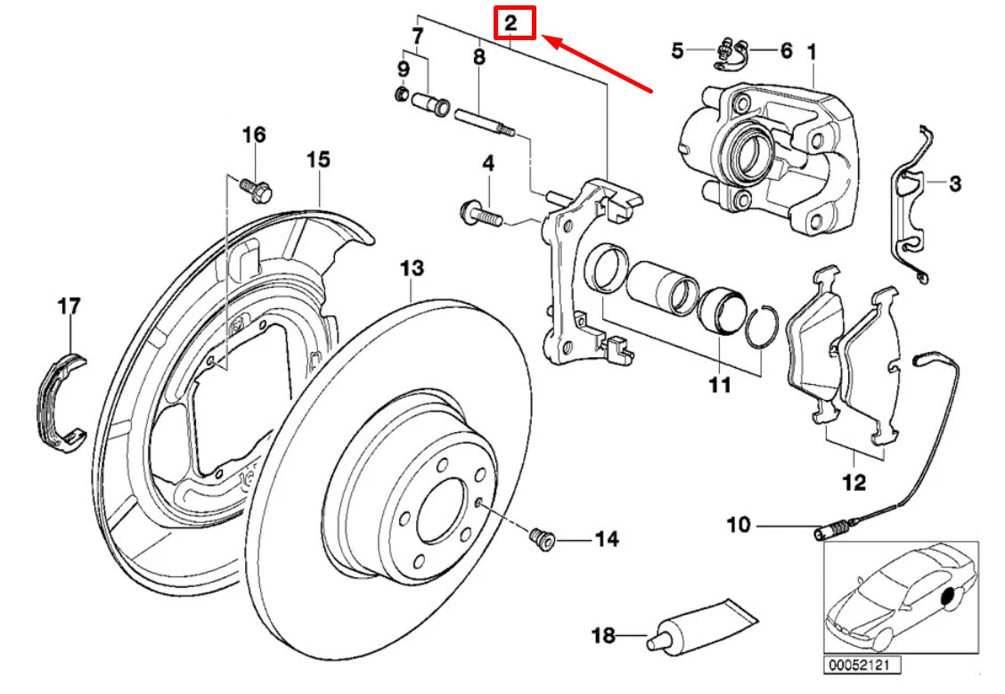 NEW BMW 3 CABRIO E46 REAR BRAKE PAD CALIPER CARRIER 34212229705 2229705 ORIGINAL