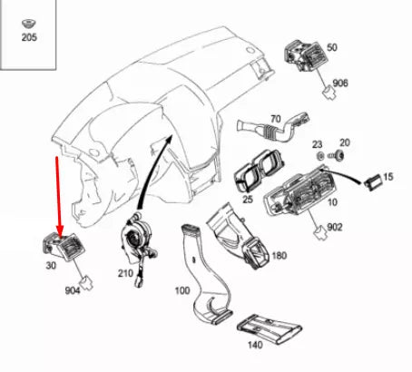 NEW MB C-CLASS W204 DASHBOARD LEFT AIR VENT A20483014549116