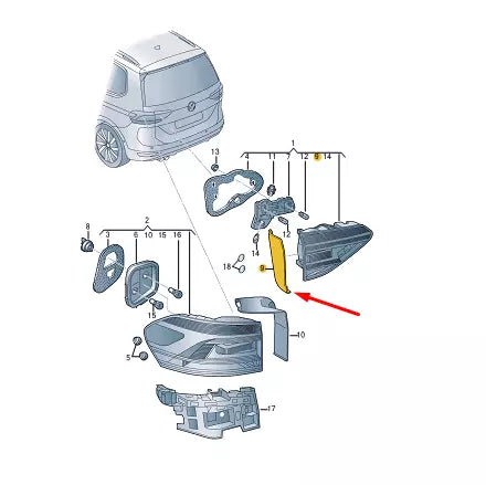 NEW VOLKSWAGEN TOURAN 5T REAR LEFT INNER TAILLIGHT TRIM 5TA945309 ORIGINAL