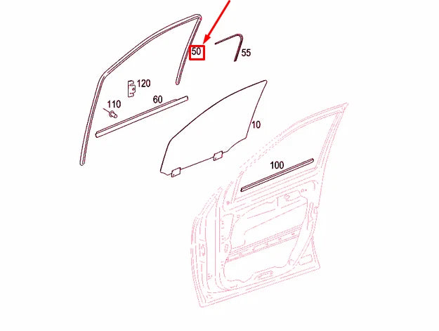 NEW MERCEDES-BENZ ML W164 FRONT LEFT DOOR WINDOW GUIDE RAIL A1647250325 ORIGINAL