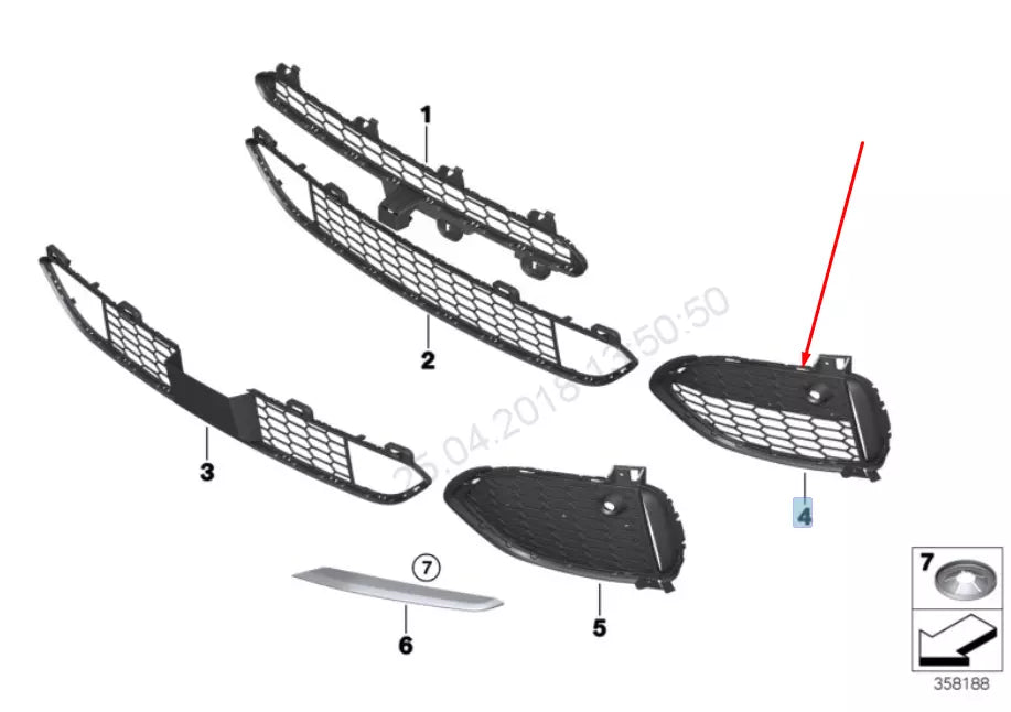 NEW BMW X5 F15 F85 M FRONT LEFT BUMPER GRILLE 51118064633 8064633 ORIGINAL