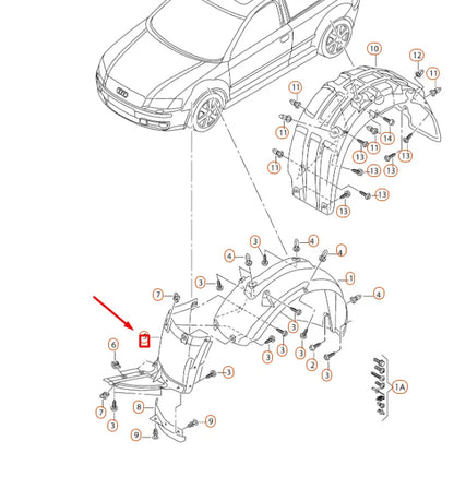 NEW AUDI A3 8P FRONT LEFT WHEEL ARCH HOUSING FRONT PART 8P0821191D ORIGINAL