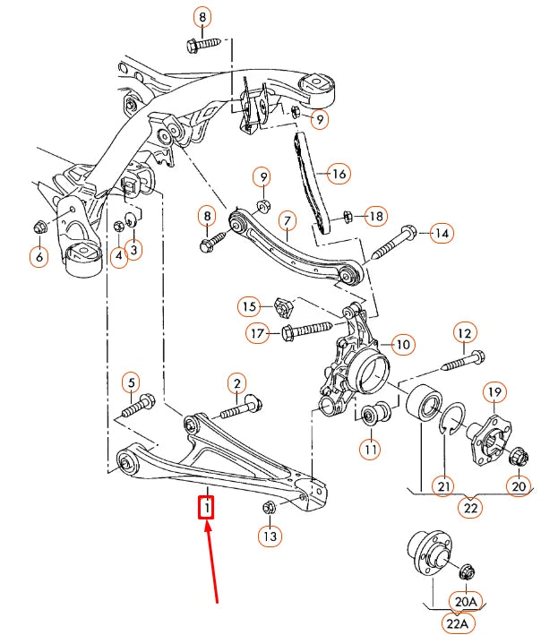 NEW AUDI Q7 4L REAR RIGHT LOWER WISHBONE CONTROL ARM 7L0505312B ORIGINAL