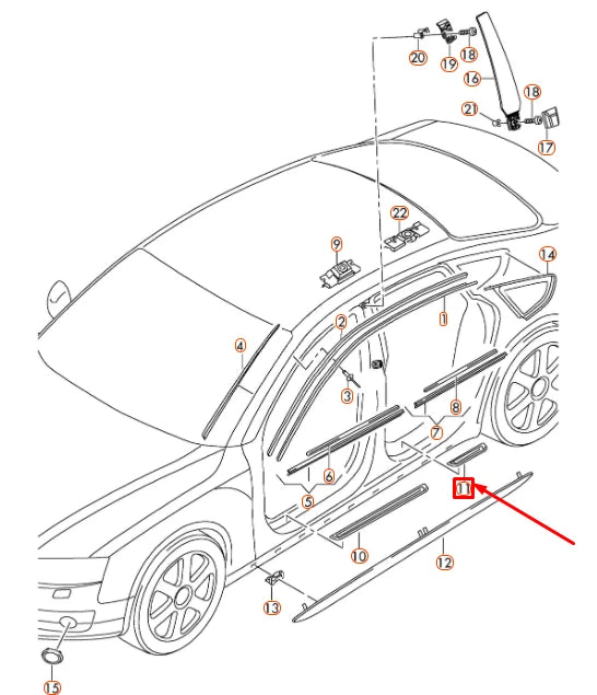 NEW AUDI A5 SPORTBACK 8TA REAR RIGHT SILL TRIM STRIP 8T885337601C ORIGINAL
