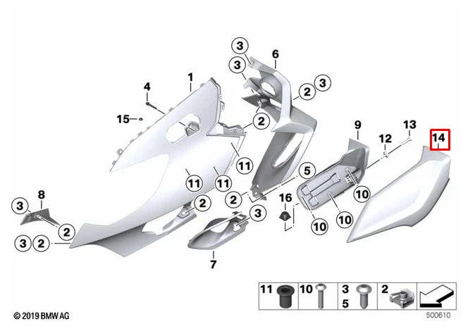 NEW BMW K 61 K1600 BAGGER RIGHT WINDOW DEFLECTOR 46638562652 ORIGINAL