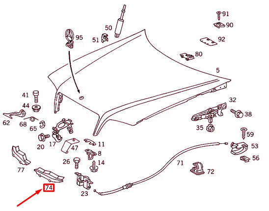 NEW MERCEDES-BENZ C W202 FRONT LEFT ENGINE HOOD BRACKET SEAL A2028870198