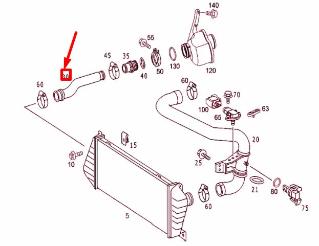 NEW MERCEDES-BENZ SPRINTER W903 TURBO INTERCOOLER HOSE RIGHT A9015285482