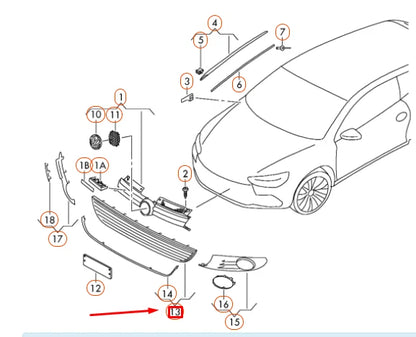 NEW VOLKSWAGEN GOLF MK6 FRONT BUMPER CENTER VENT GRILLE 1K9853677A9B9 ORIGINAL