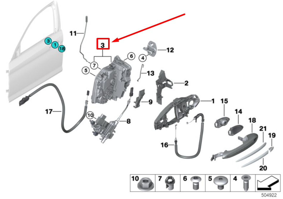 new bmw 5 g30 front right door system latch 7477696 51217477696 original