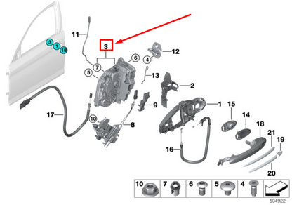 new bmw 5 g30 front right door system latch 7477696 51217477696 original
