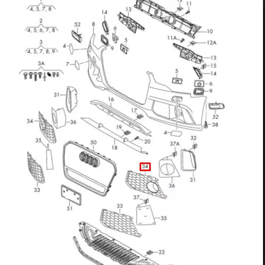 NEW AUDI A7 S 4GA FRONT BUMPER RIGHT SIDE BUMPER GRILLE 4G8807682G T94 ORIGINAL