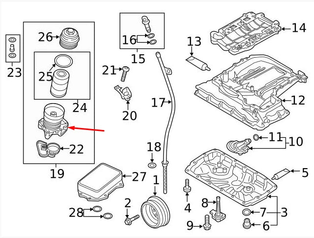 NEW AUDI A4 AVANT B9 ENGINE OIL FILTER HOUSING 06M115401L